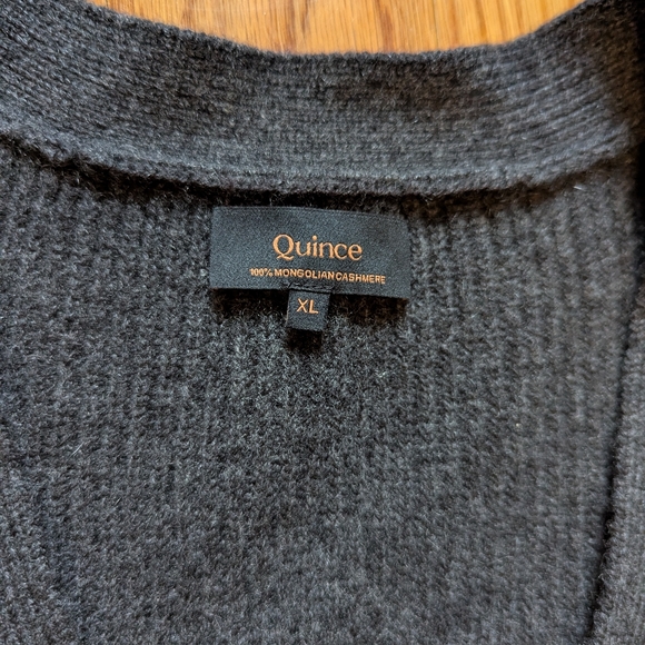 Quince Cropped V-neck Cashmere Cardigan, Gray, XL - Picture 2 of 2